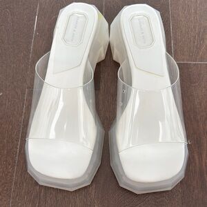 Charles & Keith White Minimalist Mules